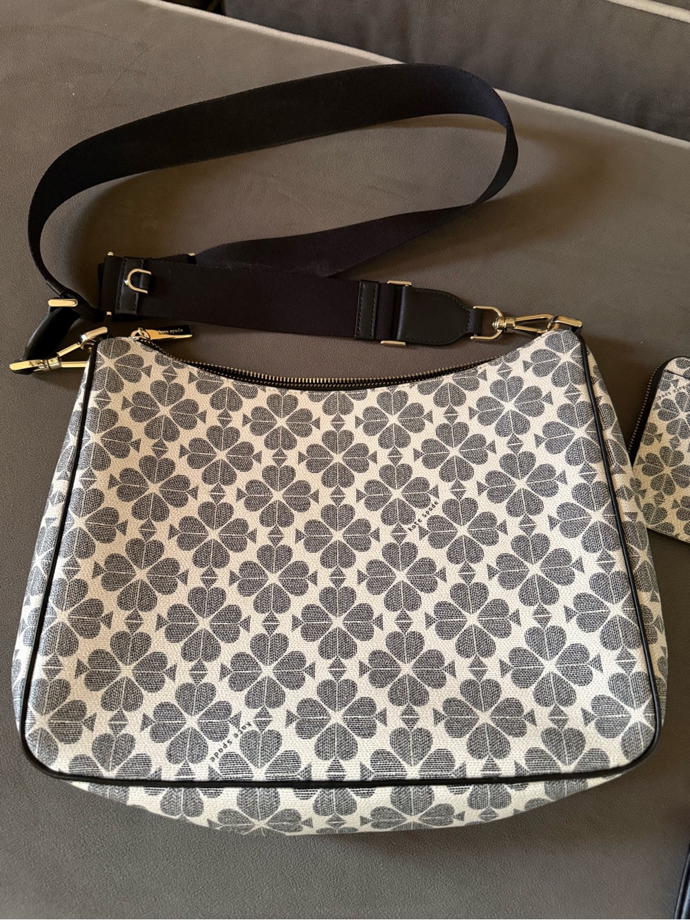 kate spade White and Gray Floral Crossbody Shoulder Bag - Picture 5 of 7